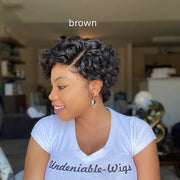 Short Curly Wig with Side Part in Chemical Fiber