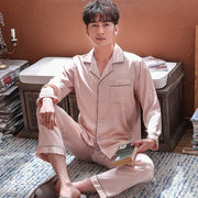 Ice Silk Couple Pajamas for Summer and Autumn