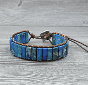Leather Beaded Bracelet with Natural Stones and Style