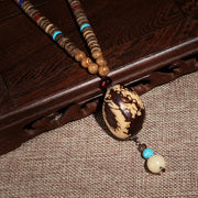 Vintage Bohemian Cotton and Linen Beaded Necklace