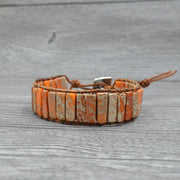 Leather Beaded Bracelet with Natural Stones and Style