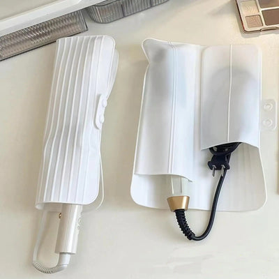 Heat Resistant Silicone Mat Travel Case Portable Travel Mat Cover for Hair Straightener Flat Iron and Hot Hair Styling Tools (White)