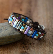Leather Beaded Bracelet with Natural Stones and Style