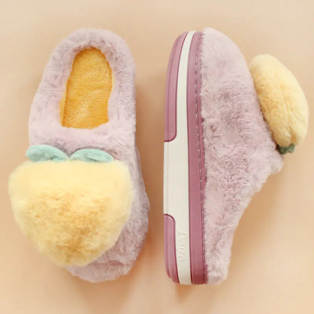 High-Heeled Thick-Soled Non-Slip Cotton Slippers