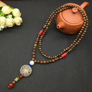 Vintage Bohemian Cotton and Linen Beaded Necklace