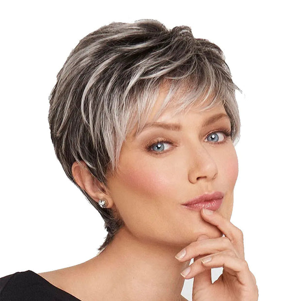 Short Fluffy Hair with Oblique Bangs - Chemical Fiber Set