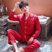 Ice Silk Couple Pajamas for Summer and Autumn